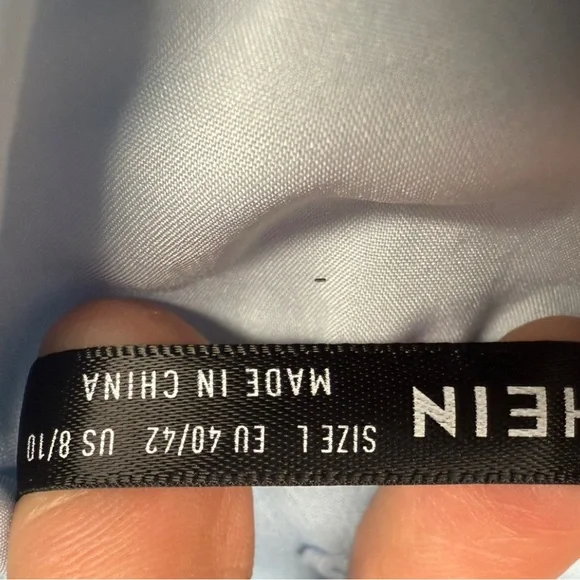 SHEIN Light Blue Midi Dress with Puff Sleeves - Picture 6 of 9